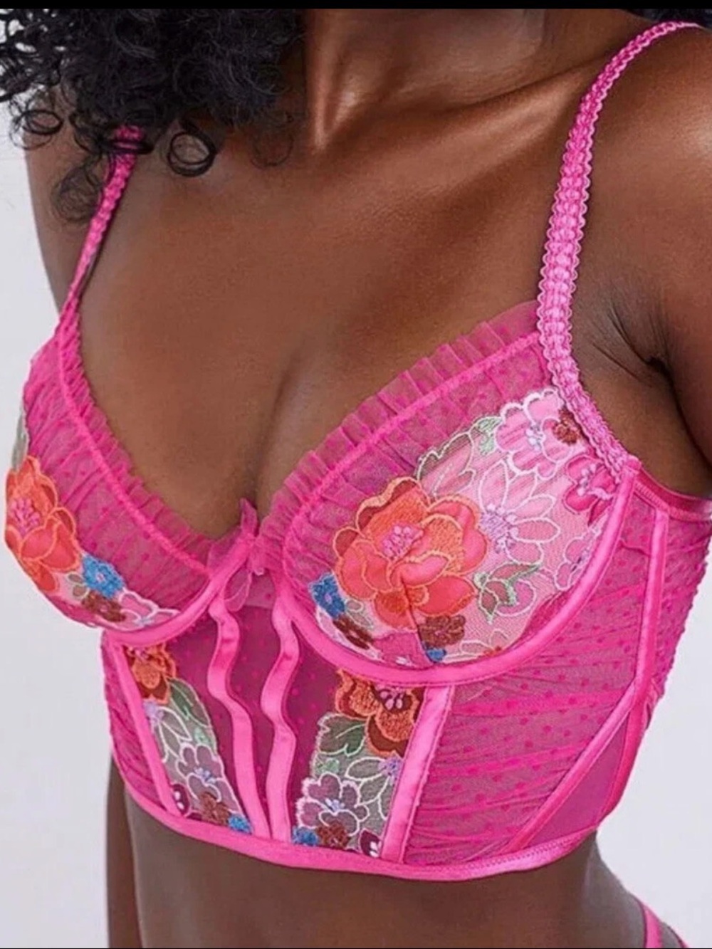 For Love and Lemons Luella Bustier Pink Floral Corset Top